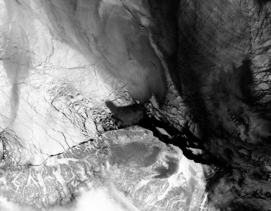 Satellite image of the Cape Morris Jesup area of Greenland on 2nd December 2012 - Click to see recent images