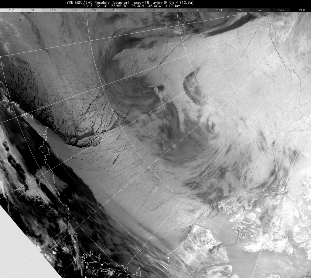Satellite view of the Beaufort Sea on February 10th 2013