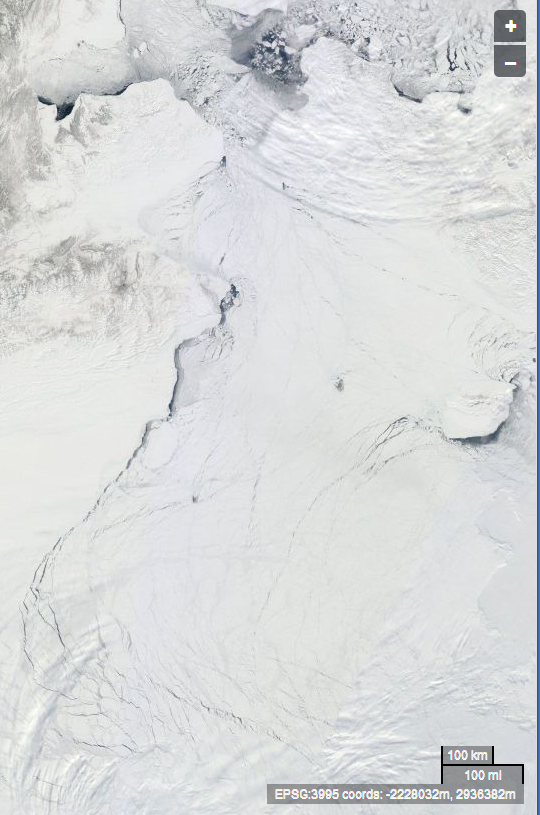 Satellite view of the Beaufort Sea on April 17th 2013, courtesy of NASA Worldview