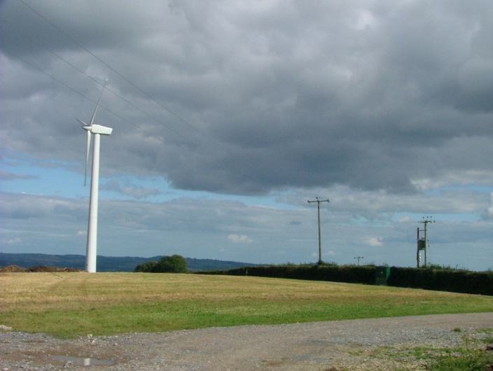 A view of the SBCES wind turbine and grid connection from the road