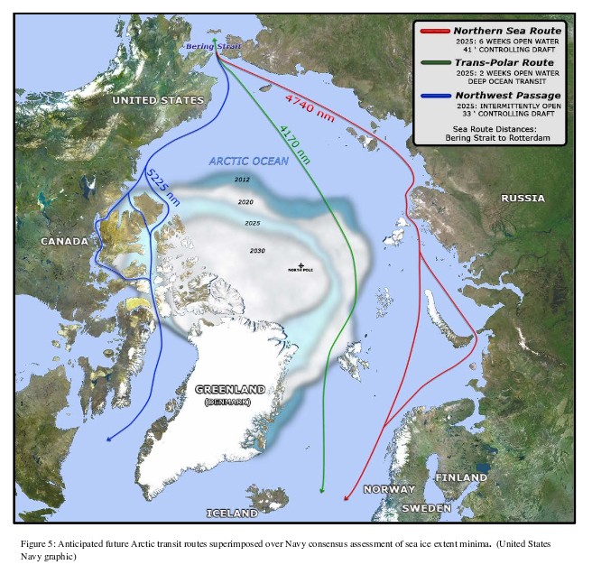 US Navy graphic showing projected Artic sea ice extent from 2012-30